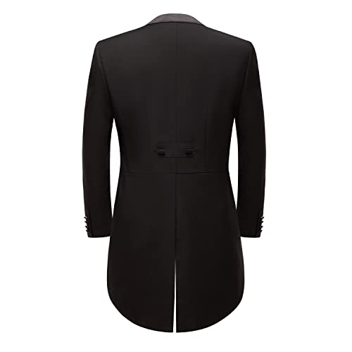 MOGU Men's 3 Piece Suit Swallow Tailed Coat Slim Fit Double Breasted Tailcoat for Performances3