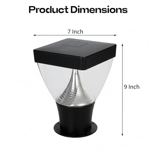 Image of Gigawatts GWMWW-01 Outdoor Gate Light - 20W Integrated Light 101% Rust & Waterproof Polycarbonate, ABS, PP Pillar Lamp Base Mount Black Exterior Fixture for Garden, Boundary & Home Entrance