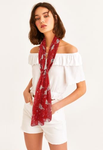 Image of GERINLY Scarfs for Women Lightweight Cotton Feel Scarves Floral Birds Print