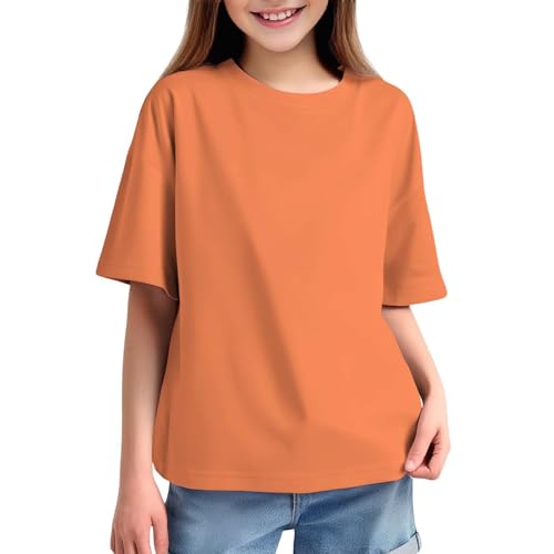 Tween Girls Oversized Tunic Blouse Drop Shoulder Half Sleeve Tee Girls Plain Basic Crewneck T-Shirt Athletic Workout Top2