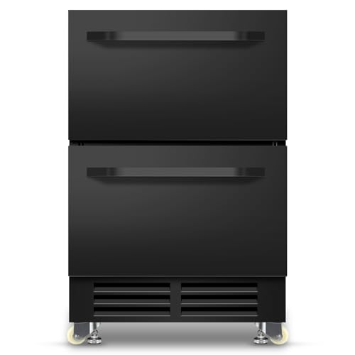 Velieta KMYL145B 24 Inch Under Counter Dual Drawer Beverage Fridge, Weather Proof Outdoor Beverage Refrigerator For Patio, Stainless Steel Built-In Beverage Cooler For Home & Commercial Use, Black thumb #8