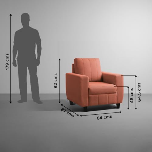 Image of Sleepyhead Bae - 1 Seater Sofa Chair, Premium Fabric | Space-Saving Design | Comfort & Easy Maintenance | 3 Years Warranty | Stylish Single Seater for Living Room - Ember Orange