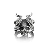 BySilverStone Jewelry Silver Ring Men - Demon Skull Ring with Horns For Men, Oxidized One Of A Kind