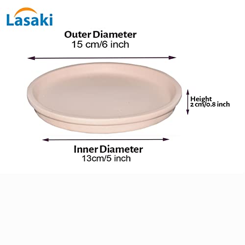 Image of Lasaki Round Ceramic Trays (Plates Saucers) for Pots, planters, Flower, Succulent(Set of 2,Pink,5 inch) R5(Plants not Included)