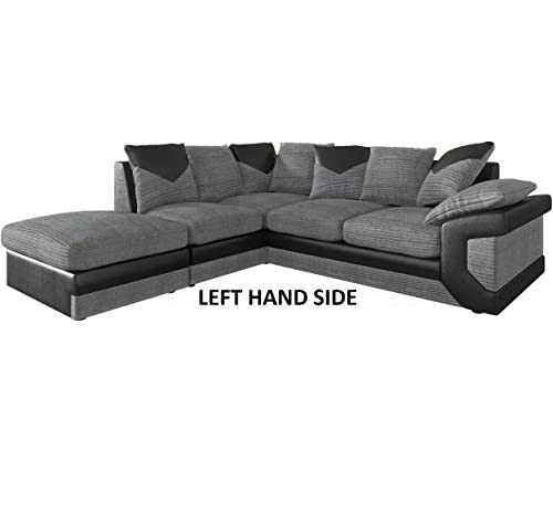 AMF'S NEW LARGE DINO CORNER SOFA JUMBO CORD GREY BLACK OR RIGHT(Grey Black right). Fire resistant as per British Standards, foam filled seats for comfort. (LEFT ARM SIDE) (RW342) - Image 4