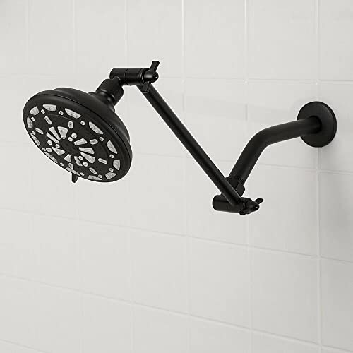 Cabezal de ducha negro de 5 pulgadas Mikalo con brazo metálico resistente de 10 6