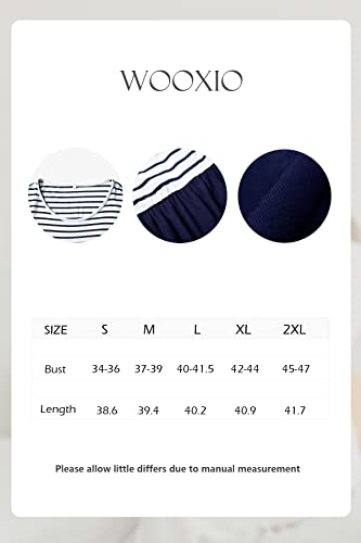 Wooxio Women'S Short Sleeve Maternity Dress Patchwork Pregnancy Clothes With Pockets Medium,White Navy Stripe-Navy thumb #4