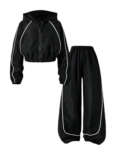 RoseSeek Girl's 3 Piece Streetwear Outfits Zip Up Hoodie Cami