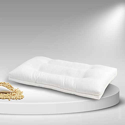 Image of Spread Spain Soyabean Standard Size Pillow with Filling Soyabean Fiber, Orthopedic Bed Pillows, Back Side Sleeper Pillow for Neck and Shoulder Support, Soft, Set of 1, Machine Washable 18 inch x 27 inch