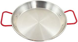 SUNRISE Kitchen Supply Stainless Steel Paella Pan with Red Handle (8")