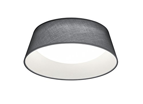 Preisvergleich Produktbild lightling modern Deckenleuchte Micha, Stoffschirm grau / Innenseite weiß, 14W LED Leuchtmittel inklusive, ø 28.5 / 34 cm, Höhe 12 cm