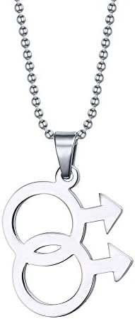 UM Jewelry Stainless Steel Men Boy Gay LGBT Pride Necklace Silver with Beads Ball Chain 24inch