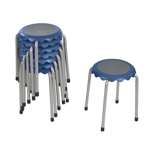 Image of ECR4Kids Daisy Stackable Stool Set, Flexible Seating, Blue, 8-Piece