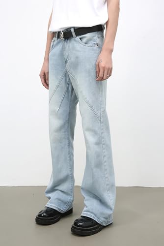 Mens Y2K Wide Leg Jeans Mid Rise Baggy Hip Hop Skater Jeans Vintage Casual Straight Leg Flared Denim Pants Streetwear2