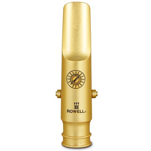 ROWELL Tenor Saxophone Metal Mouthpiece Jazz Sax Mouthpiece- 5-Level Adjustable Ligature & Protective Cap Full Tone for Jazz & Concert Band