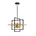 HONGREN Modern Black and Gold Chandelier, 8 Light Lantern Pendant Light Geometric Sputnik Square Hanging Light Fixtures for Kitchen Islands, Dining Room, Farmhouse, Entryway, Foyers