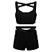 Freebily Tuta da Ginnastica Artistica Bambina Camouflage Crop Top Pantaloncini Sportivi Tracksuit Canotta Sportiva Reggiseno Sportivo con Shorts Hip Hop Jazz Slim Fitness Nero A 11-12 Anni