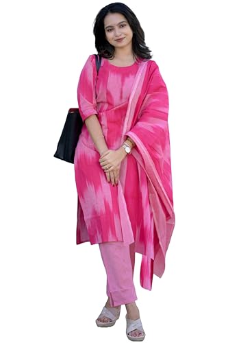 Image of ANNI DESIGNER Women Cotton Blend Kurta with Pant & Dupatta