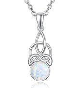 Keltische Knoten Halskette 925 Sterling Silber Opal Halskette Anhänger Keltische Knoten Pndant Sc...