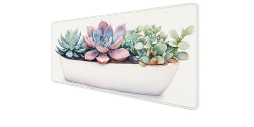 Tapis souris XXL Gaming Succulent pour un setup de bureau zen et ordonné