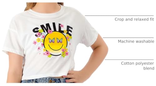 Image of Stylish Graffiti /Butterfly /Tropical Crop Top for Little & Big Girls - Cool Summer T-Shirt Clothes Size 6-18