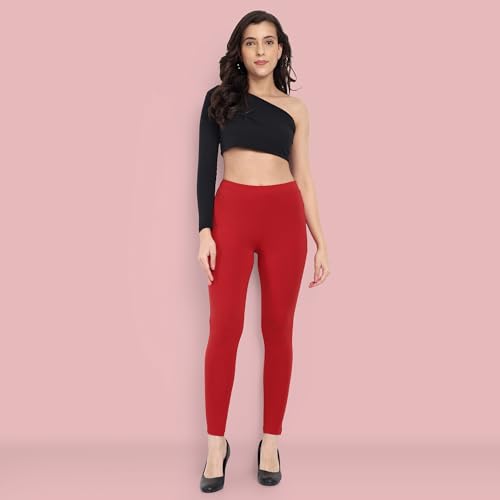 Image of ONE SKY Women Full Length Leggings | Cotton Modal Spandex Blend | High Waist Stretchable & Bio-Washed Fabric | Colour-Lock Technology | Comfortable Leggings for Women