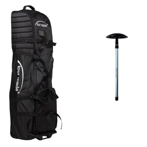 tour made Golf Travelcover 'ClubSafe' I inkl. Spine für max. Stabilität I außen & innen stark gepolstert I leichte Flugzeug Golfreisetasche mit Skateboardrollen I viel Stauraum & extra Schuhfach