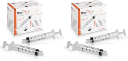 Image of MediVena ONE-CARE 5ml Luer-Lock Syringes, Sterile, 100 /bx Blister-Packed Syringes 5cc (Pack of 2)