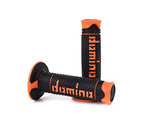 Domino - Paire de poignées souples pour moto, noir orange