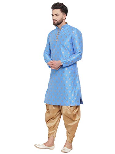 Image of Larwa Men's Cotton Silk Kurta And Salwar Dhoti Set