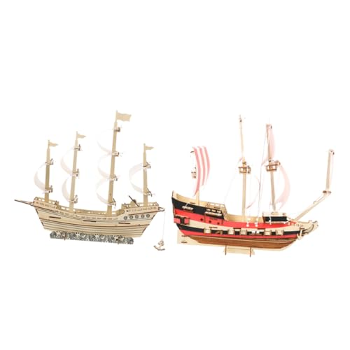 KESYOO 2-Pack Wooden Sailboat DIY Puzzle Kit for Adults