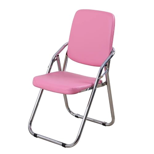 Silla acolchada plegable con respaldo, cómodo diseño plegable de metal para oficina, sala de estar, estudio y balcón, ahorra espacio para relajación y asientos adicionales