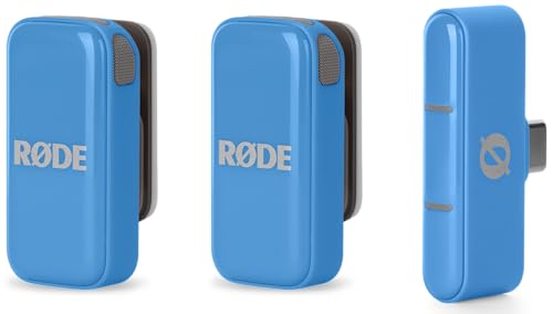 Image of RODE Wireless Micro - Compact Wireless Microphone, Two Mics with Charge Case for Smartphone Content Creation - USB-C, Blue | Two Ultra-Compact Clip-on Transmitters, USB-C Receiver, Charging Case, Magnetic Mounts and Furry Windscreens