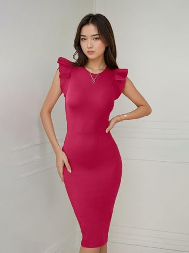 Image of KOTTY Women's Bodycon Solid Midi Dress