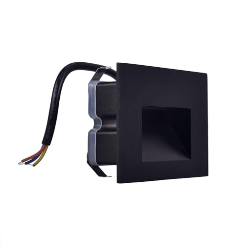 Faretto segnapassi da esterno lampada da muro IP65 LED 5W ad incasso per scatola cassetta 503 scale giardino viale gradini, CCT 3 Tonalità selezionabile luce fredda Luce calda Luce Naturale (Nero)