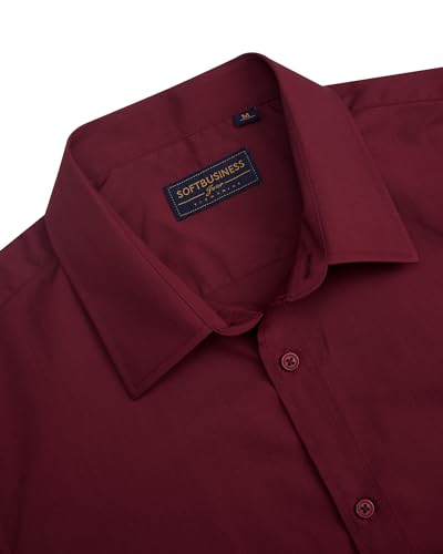 Image of J.VER Men's Short Sleeve Dress Shirts Stretch Stain Shield Casual Button Down Shirts Solid Formal Shirt