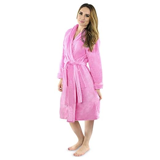NY Threads Albornoz de felpa suave para mujer Bata de lujo (Rosa, x_l)