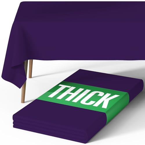 Image of Pureegg Polyester Tablecloth 60 inch x 84 inch Reusable & Washable Purple | Durable, RectangleTable Cloth , for Outdoor Party, Picnic, Wedding, Banquet, Birthday