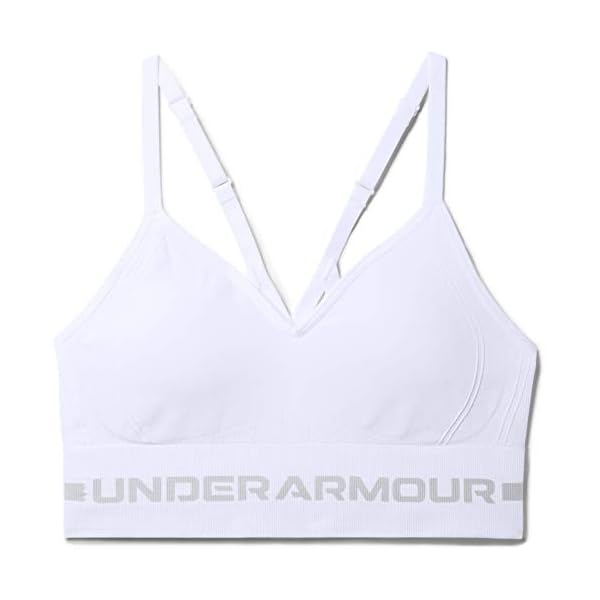 Under-Armour-Womens-Seamless-Low-Impact-Long-Bra Under Armour Women's Seamless Low Impact Long Sports Bra , White (100)/Halo Gray , X-Large