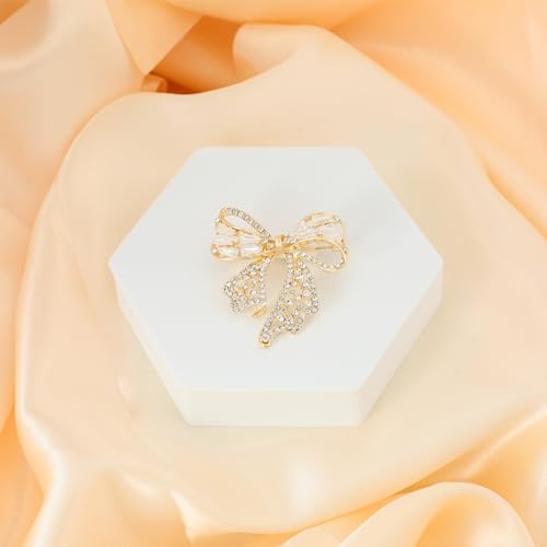 Image of Rhinestone Bow Brooch Vintage Crystal Large Bowknot Brooches for Women Brooch Pin Wedding Fashion Jewelry Accessories,Women Gift