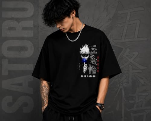 KLYRO FASHION Gojo Satoru Anime T-Shirt Black - Image 3