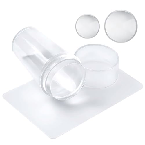 DULZEN Lot de pochoirs et tampons en silicone pour manucure française Nail Art Stamper,Jelly Stamper French Gelée d'estampage en silicone transparente accessoires d'art d'ongle