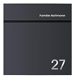 Frabox® Design Briefkasten LEVARA anthrazitgrau RAL 7016 mit Zeitungsfach Hausnummer und Namen