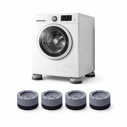 Pés Niveladores Universal Antivibração para Máquina de Lavar, Lava e Seca, Geladeira e Sofá – Suporte Universal Ajustável, Antiderrapante e Silencioso, 4 Unidades, Protege o Piso. Material de Borracha