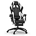 Confortil Chaise Gaming Ergonomique,Fauteuil avec Repose-piedsrétractable et Appui-tête,Réglable Siege - Noir et Blanc