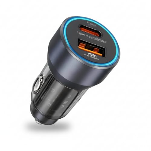 Image of 145W 4-in-1 Fast Charging Car Charger with Retractable Cable | USB A & USB C Ports | Type-C & Lightn-ing Built-in Cable | PD & QC Support | Universal Car Mobile Charger for All Smartphones & Devices