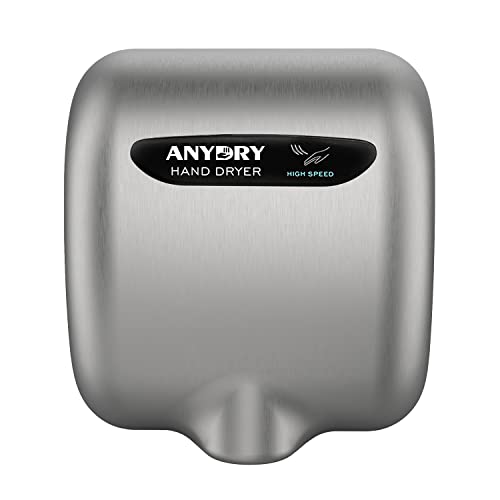 anydry 2800B Commercial Hand Dryer For Toilets,Heavy Duty Stainless Steel Electric Hand Dryers,With Banner.(Brushed)
