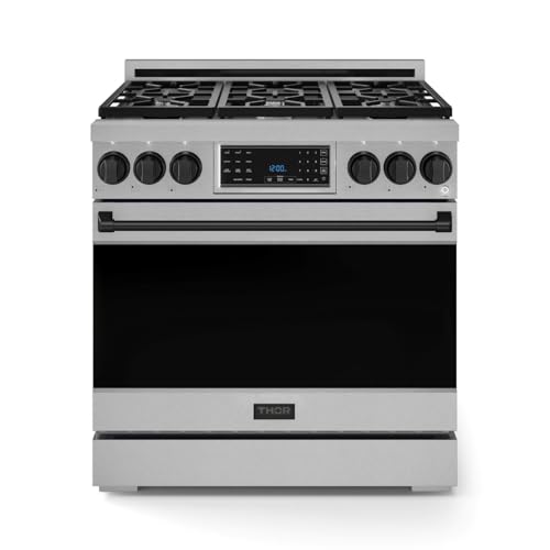 Image of Gordon Ramsay by THOR Kitchen 36 Inch Professional Liquid Propane Range with Tilt Panel Touch Control in Stainless Steel /Black