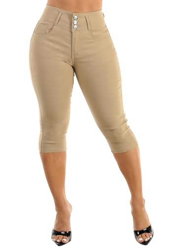 Moda Xpress Women's Hyper Stretch Butt Lifting High Waisted Casual Summer Slimming Colored Capris3