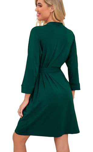 Image of PrinStory Womens Robe Lightweight Short Knit Bathrobe Soft Ladies Sleepwear with Pockets